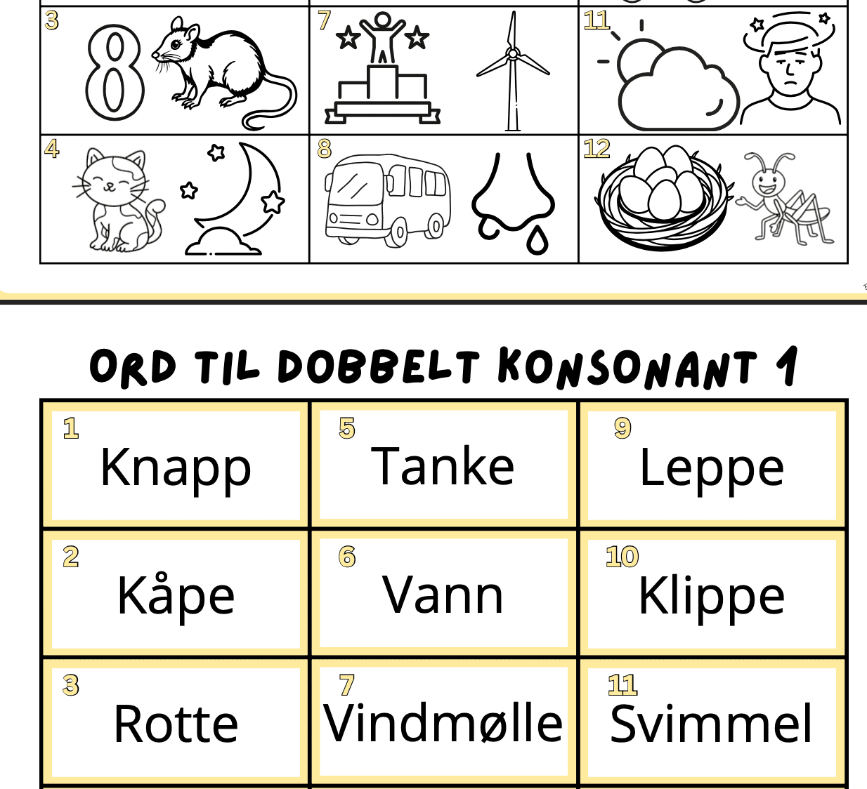 Les og fargelegg: dobbelt konsonant (BM) - Bilde 2