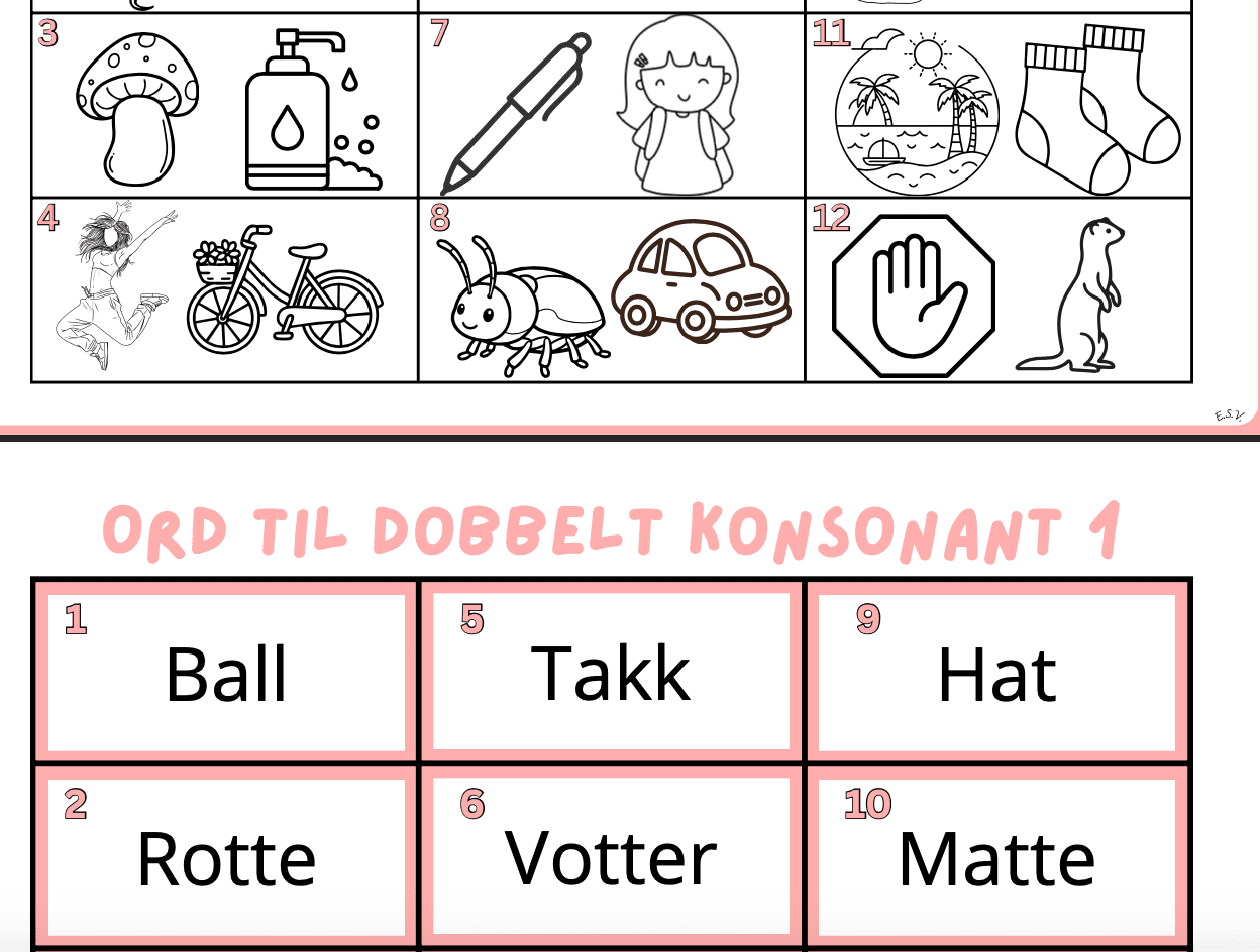 Les og fargelegg: dobbelt konsonant (BM) - Bilde 3