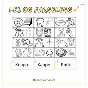 Les og fargelegg: dobbelt konsonant (BM)