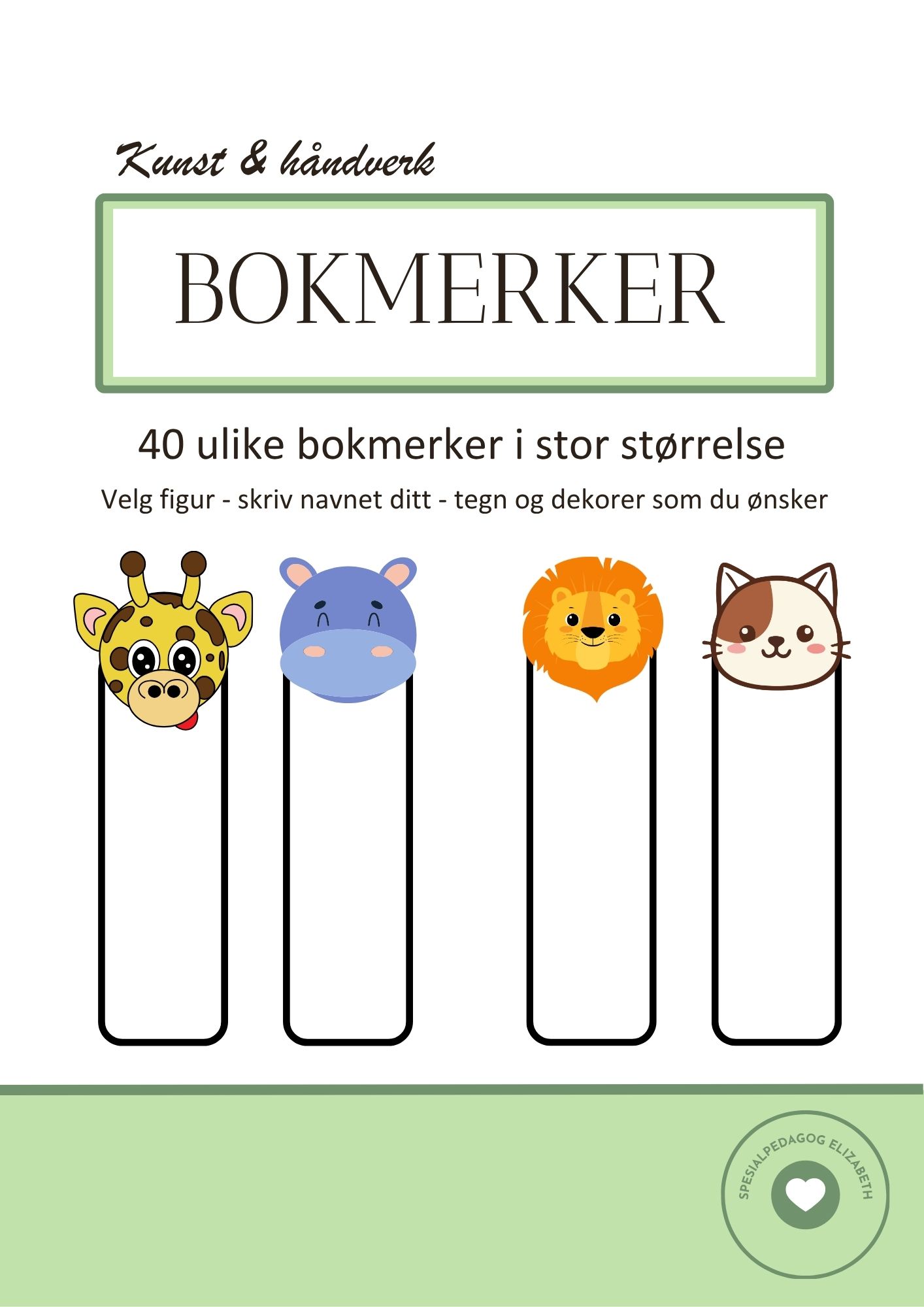 Bokmerker - 40 ulike - tegn og dekorer som du ønsker