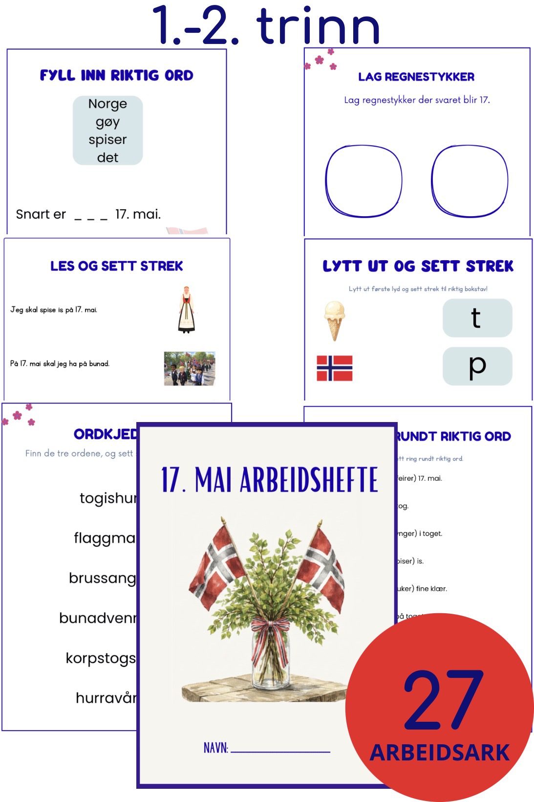 17. mai Arbeidshefte 1.-2. trinn