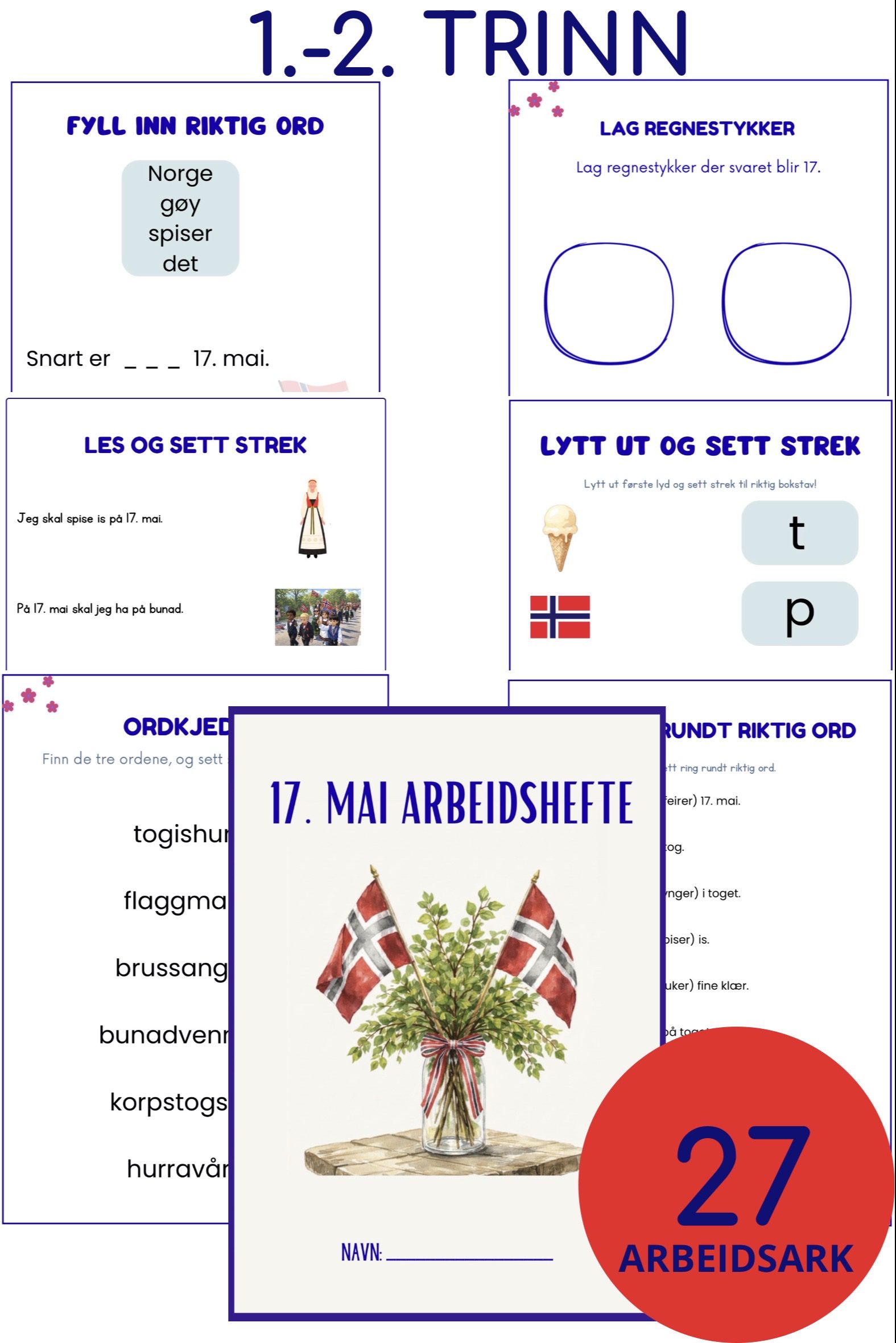 17. mai Arbeidshefte 1.-2. trinn