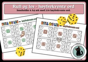 Rull og les: høyfrekvente ord leseark