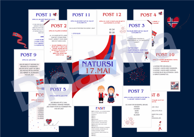 17. mai natursti – Faglige poster med gåter