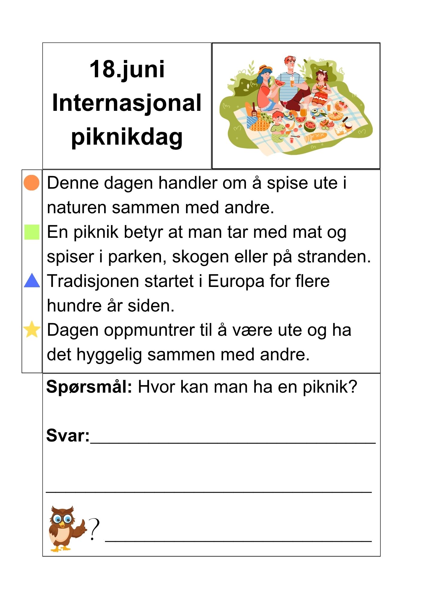 Juni måned - faktatekster om merkedager og kulturelle- og religiøse hendelser + små oppgaver - Bilde 13
