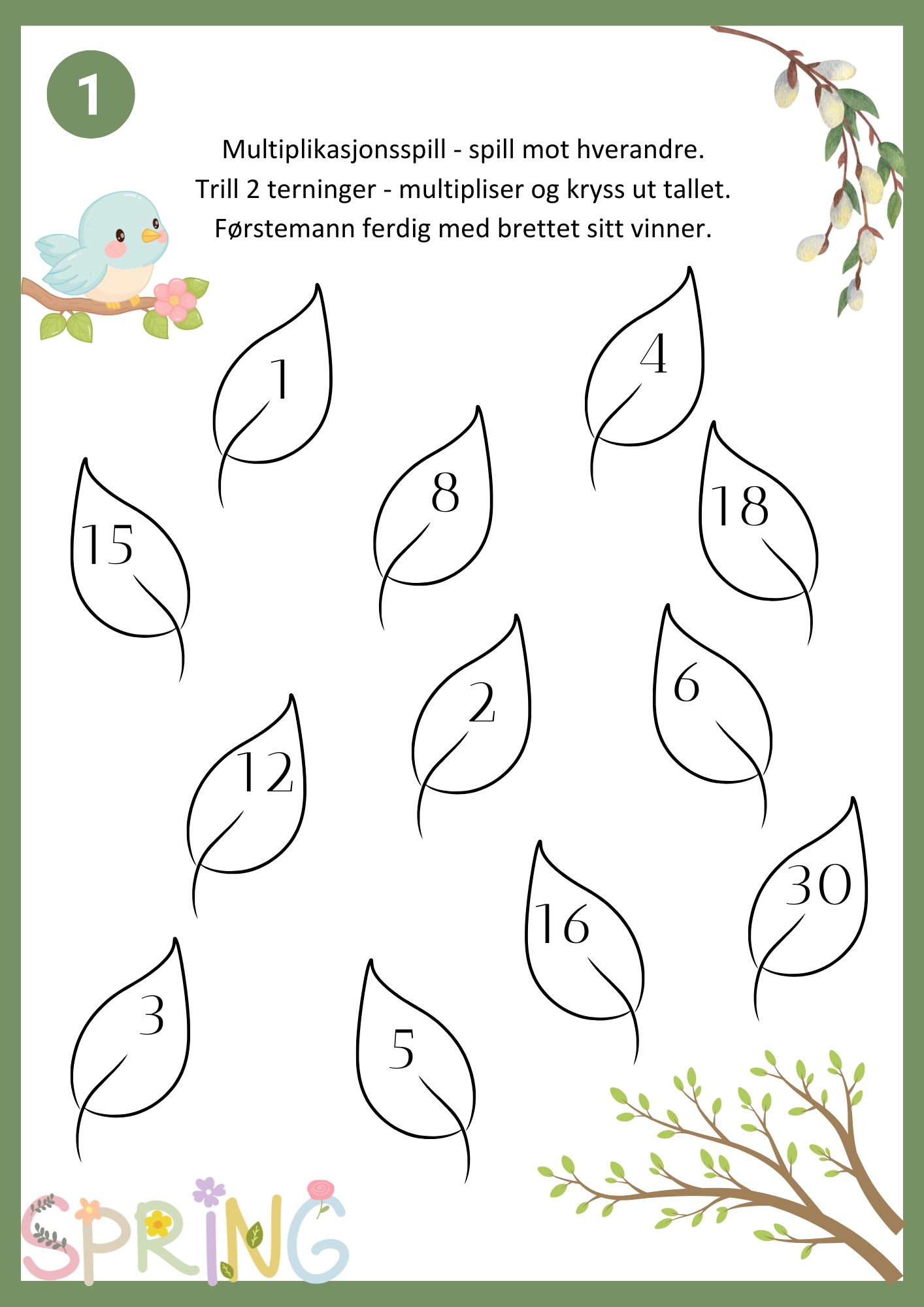 Vår - multiplikasjon med 1- til 6 gangen - Bilde 2