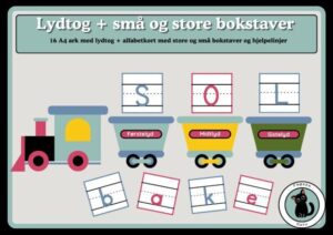 Lydtog med bokstavkort med små og store bokstaver: førstelyd - midtlyd - sistelyd