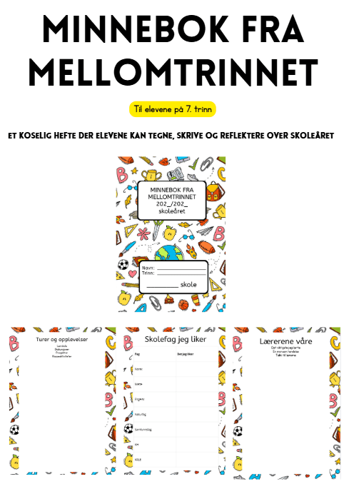 Minnebok fra mellomtrinnet for 7. trinn