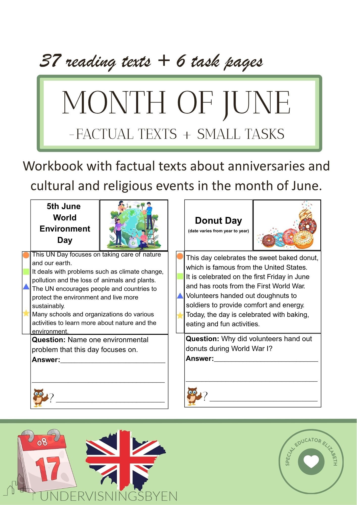 Month of June- factual texts + smal task about anniversaries and cultural and religious events