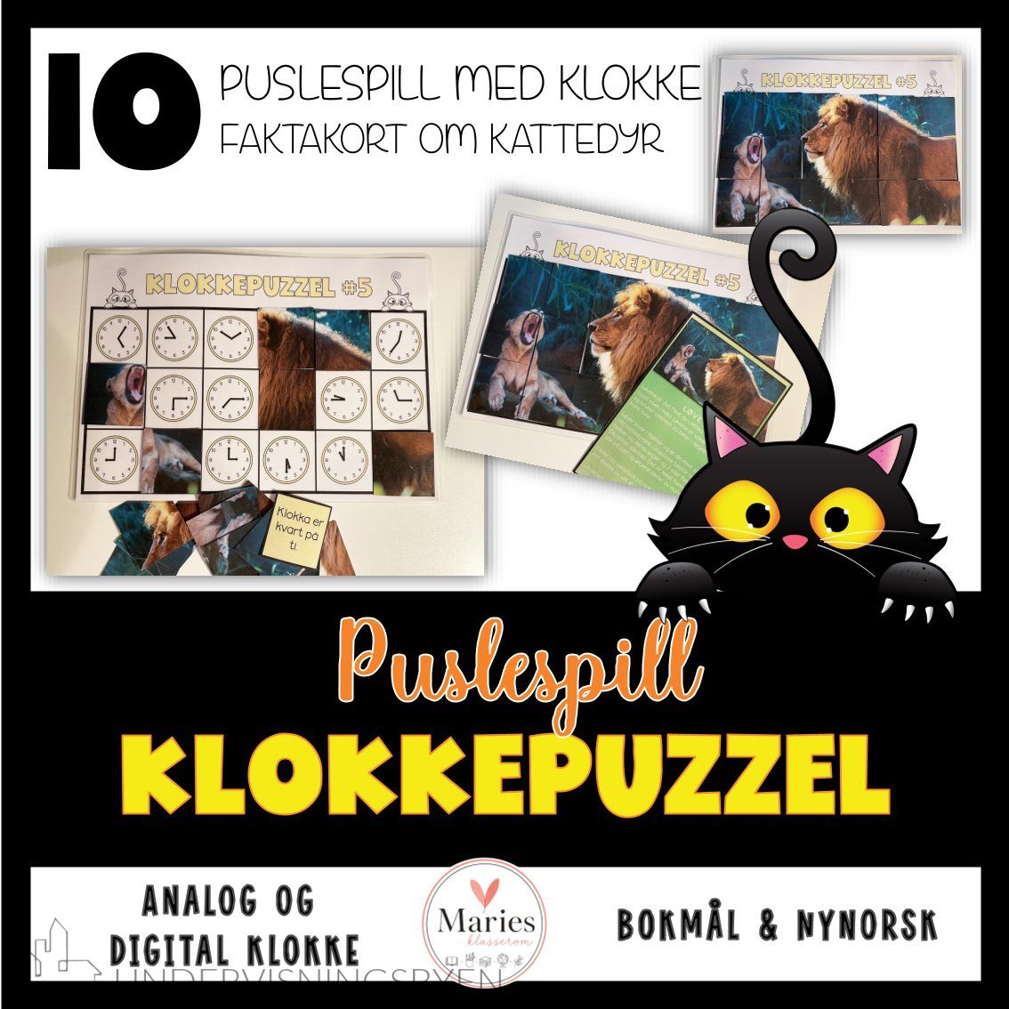 KLOKKEPUZZEL analog og digital klokke