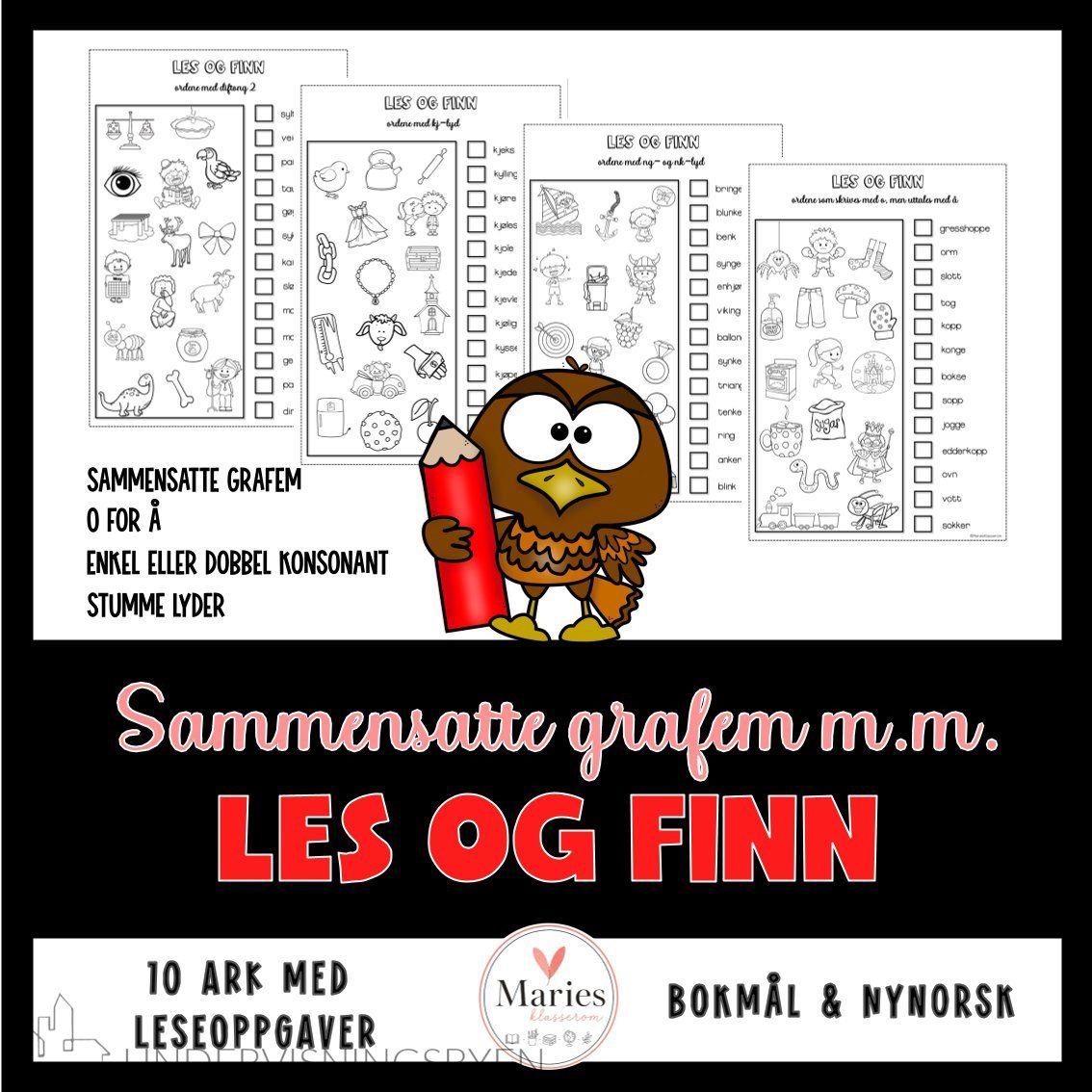 LES OG FINN sammensatte grafem med mer