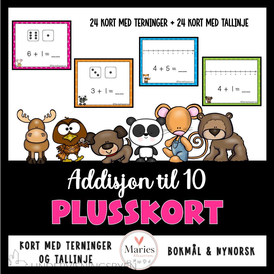 PLUSSKORT med terninger og tallinje