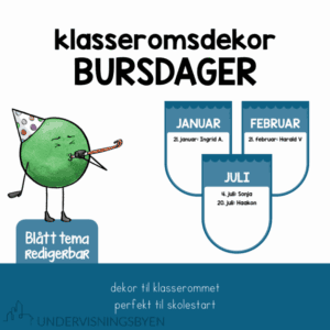 Klasseromsdekor BURSDAGSOVERSIKT blå