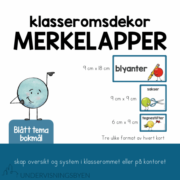 Klasseromsdekor MERKELAPPER blå BM