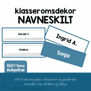 Klasseromsdekor NAVNESKILT blå