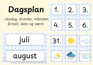 Dagsplan - ukedag, dato og vær
