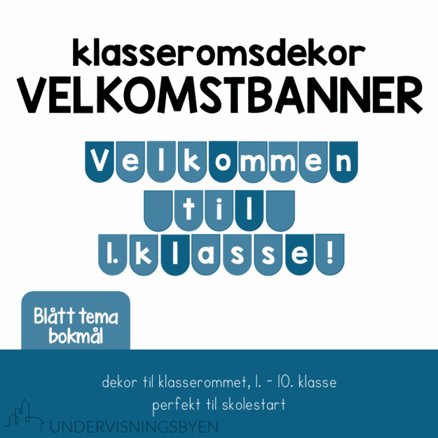 Klasseromsdekor VELKOMSTBANNER "Velkommen til ?. klasse" blå BM